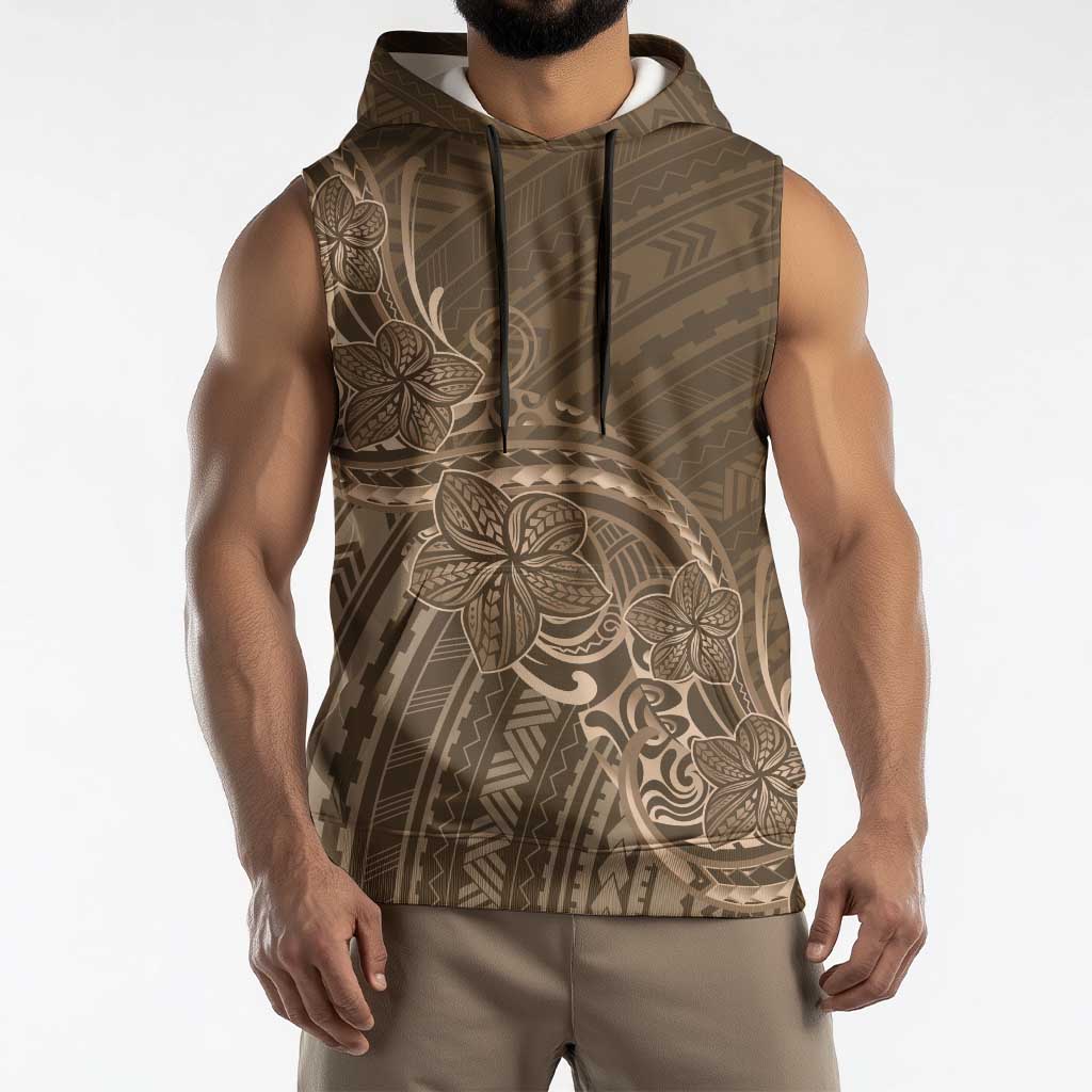 Brown Polynesia Plumeria Tattoo Sleeveless Hoodie LT14 - Polynesian Pride