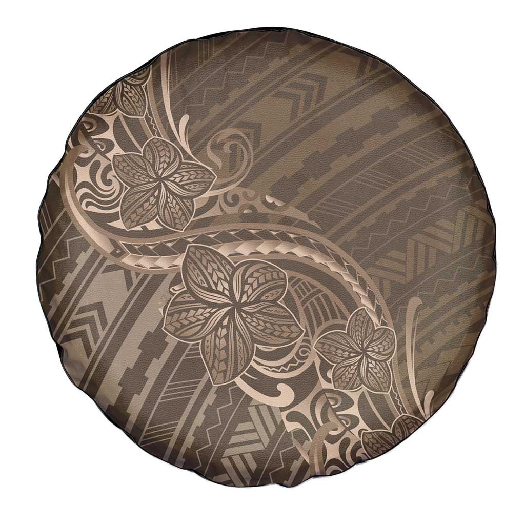 Brown Polynesia Plumeria Tattoo Spare Tire Cover LT14 - Polynesian Pride