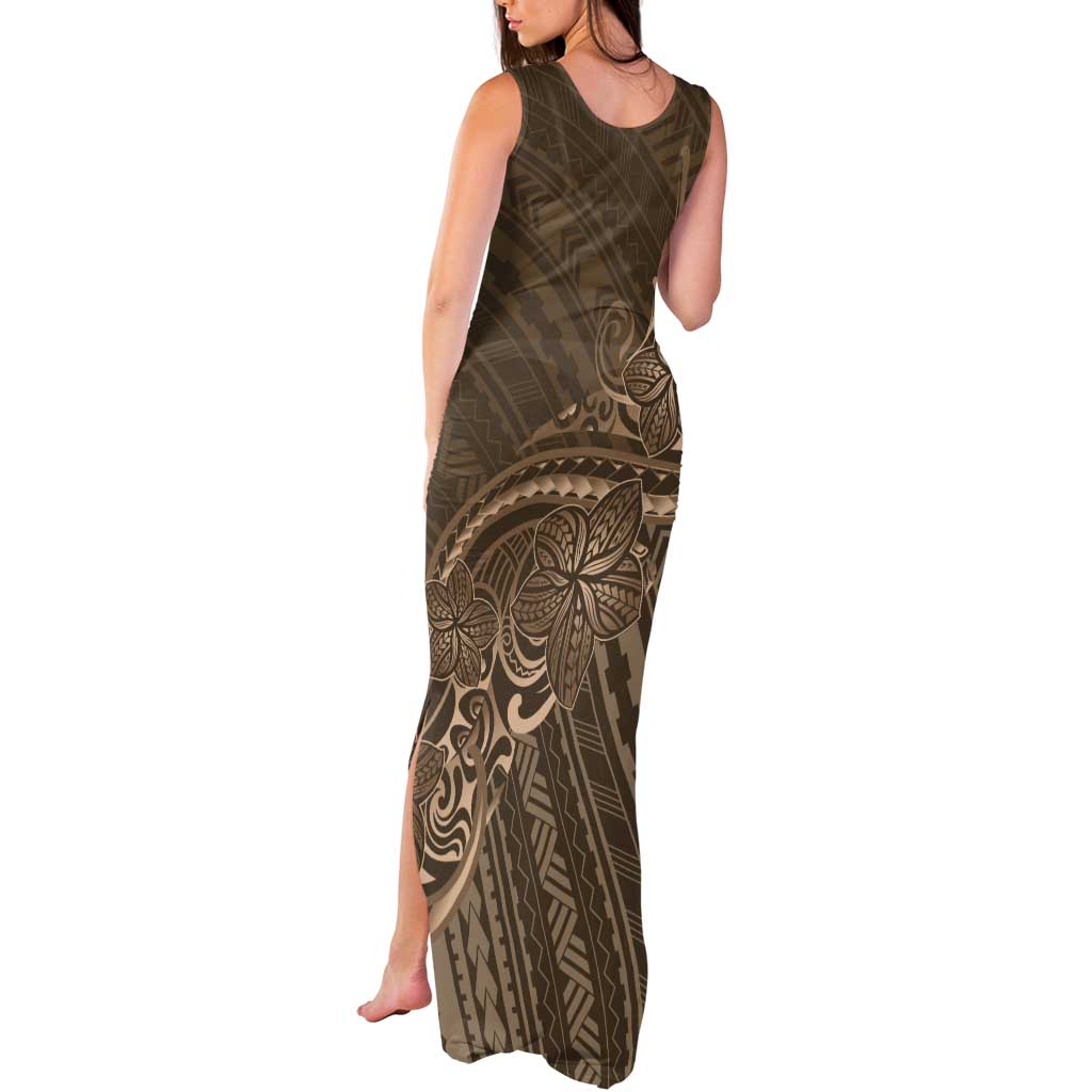 Brown Polynesia Plumeria Tattoo Tank Maxi Dress LT14 - Polynesian Pride