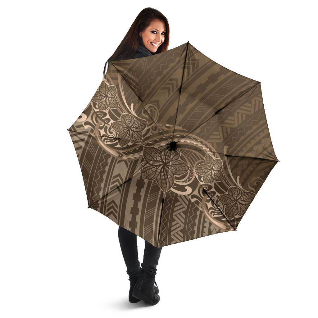 Brown Polynesia Plumeria Tattoo Umbrella