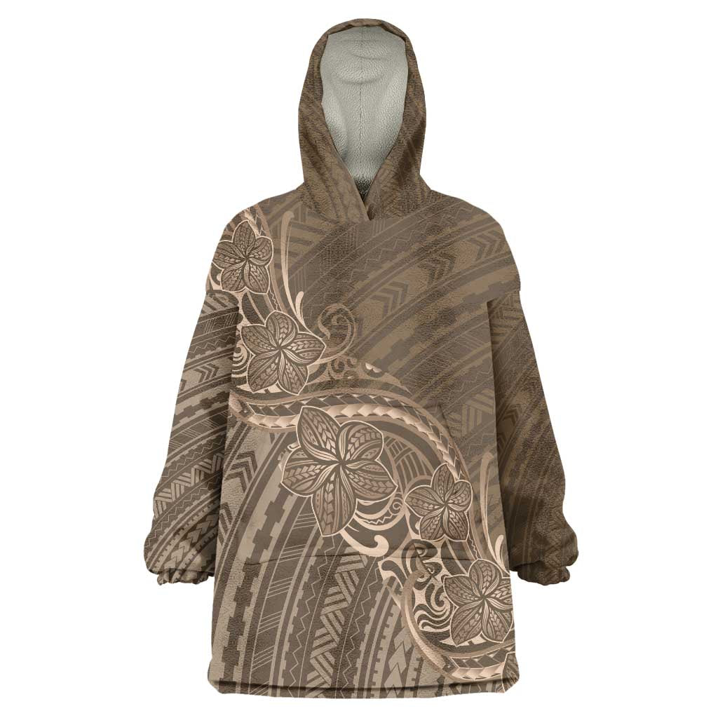 Brown Polynesia Plumeria Tattoo Wearable Blanket Hoodie LT14 One Size Brown - Polynesian Pride