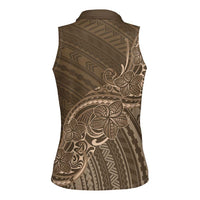 Brown Polynesia Plumeria Tattoo Women Sleeveless Polo Shirt LT14 - Polynesian Pride