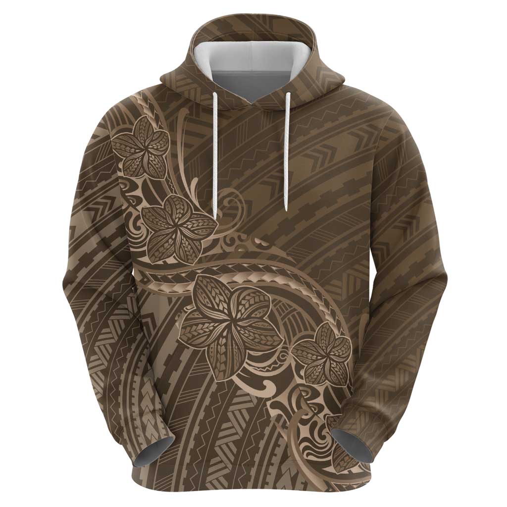 Brown Polynesia Plumeria Tattoo Zip Hoodie LT14 - Polynesian Pride