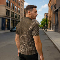 Brown Polynesia Plumeria Tattoo Zipper Polo Shirt LT14 - Polynesian Pride