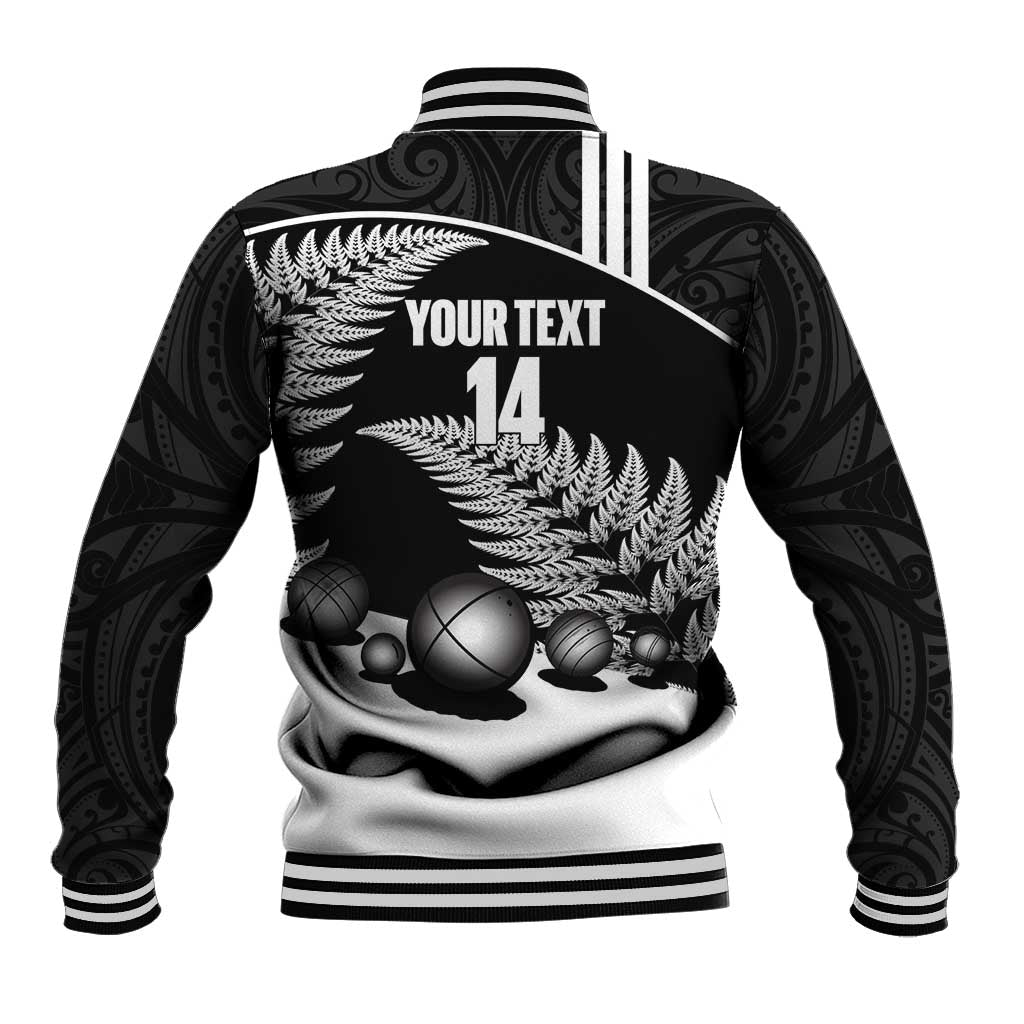 Custom New Zealand Silver Fern Petanque Baseball Jacket Aotearoa Maori Pattern