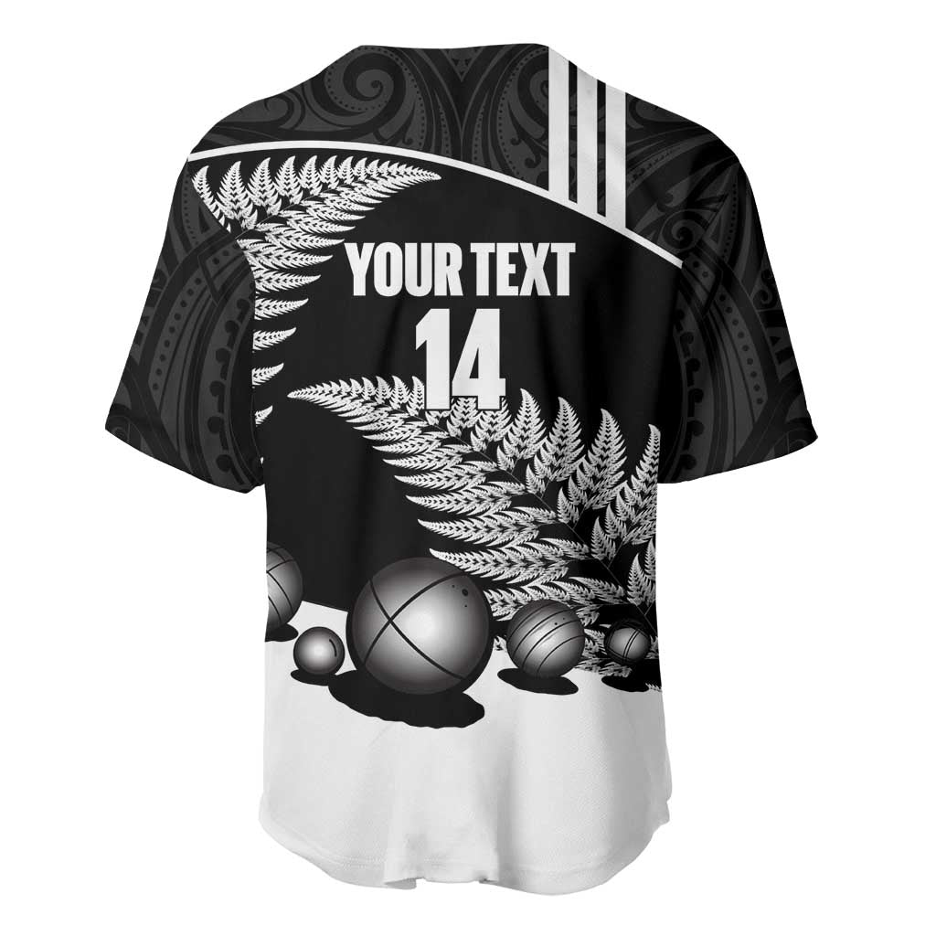 Custom New Zealand Silver Fern Petanque Baseball Jersey Aotearoa Maori Pattern LT14 - Polynesian Pride