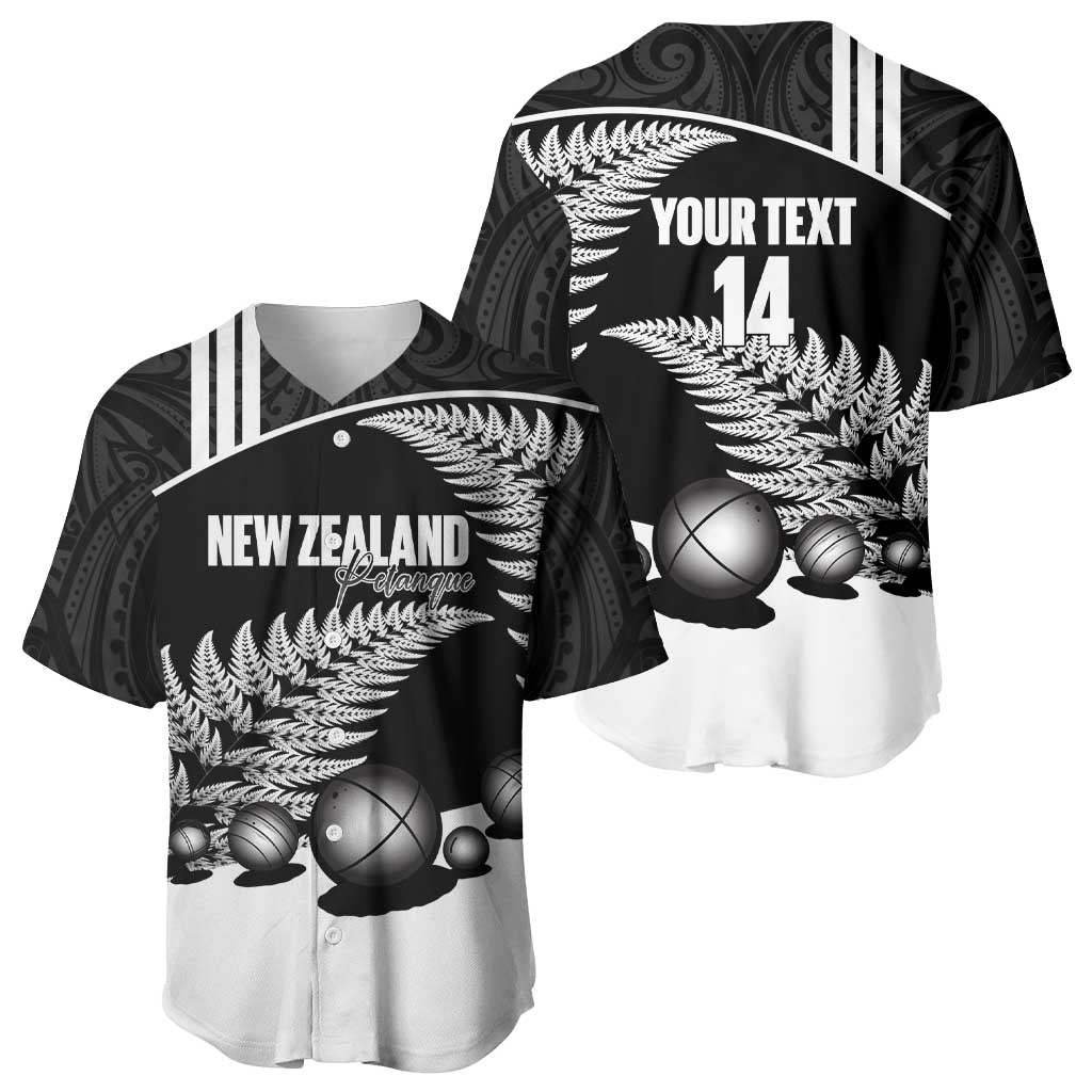 Custom New Zealand Silver Fern Petanque Baseball Jersey Aotearoa Maori Pattern LT14 - Polynesian Pride