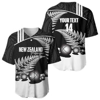 Custom New Zealand Silver Fern Petanque Baseball Jersey Aotearoa Maori Pattern LT14 - Polynesian Pride