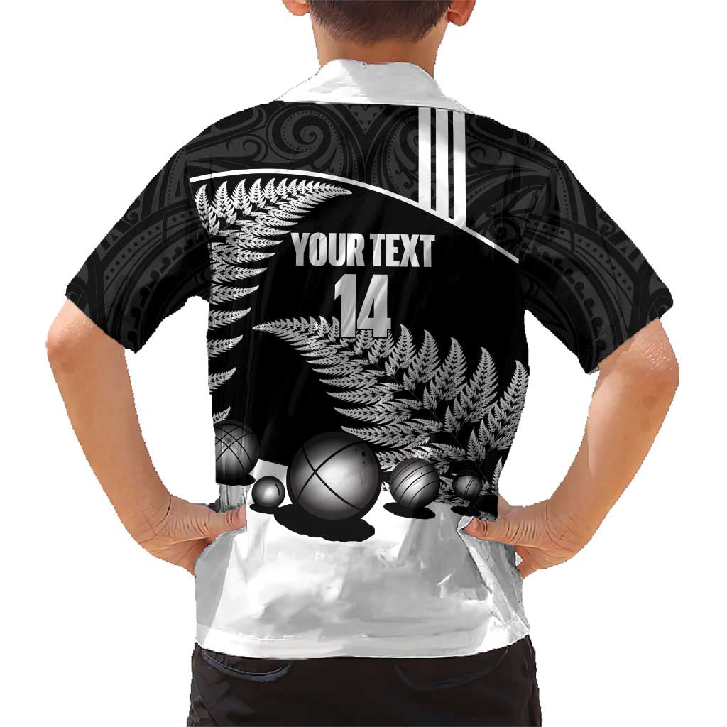 Custom New Zealand Silver Fern Petanque Kid Hawaiian Shirt Aotearoa Maori Pattern LT14 - Polynesian Pride