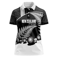Custom New Zealand Silver Fern Petanque Women Polo Shirt Aotearoa Maori Pattern