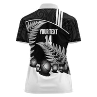 Custom New Zealand Silver Fern Petanque Women Polo Shirt Aotearoa Maori Pattern