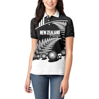 Custom New Zealand Silver Fern Petanque Women Polo Shirt Aotearoa Maori Pattern