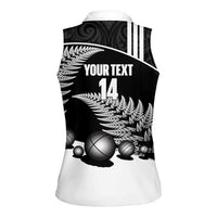 Custom New Zealand Silver Fern Petanque Women Sleeveless Polo Shirt Aotearoa Maori Pattern