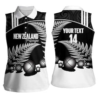 Custom New Zealand Silver Fern Petanque Women Sleeveless Polo Shirt Aotearoa Maori Pattern