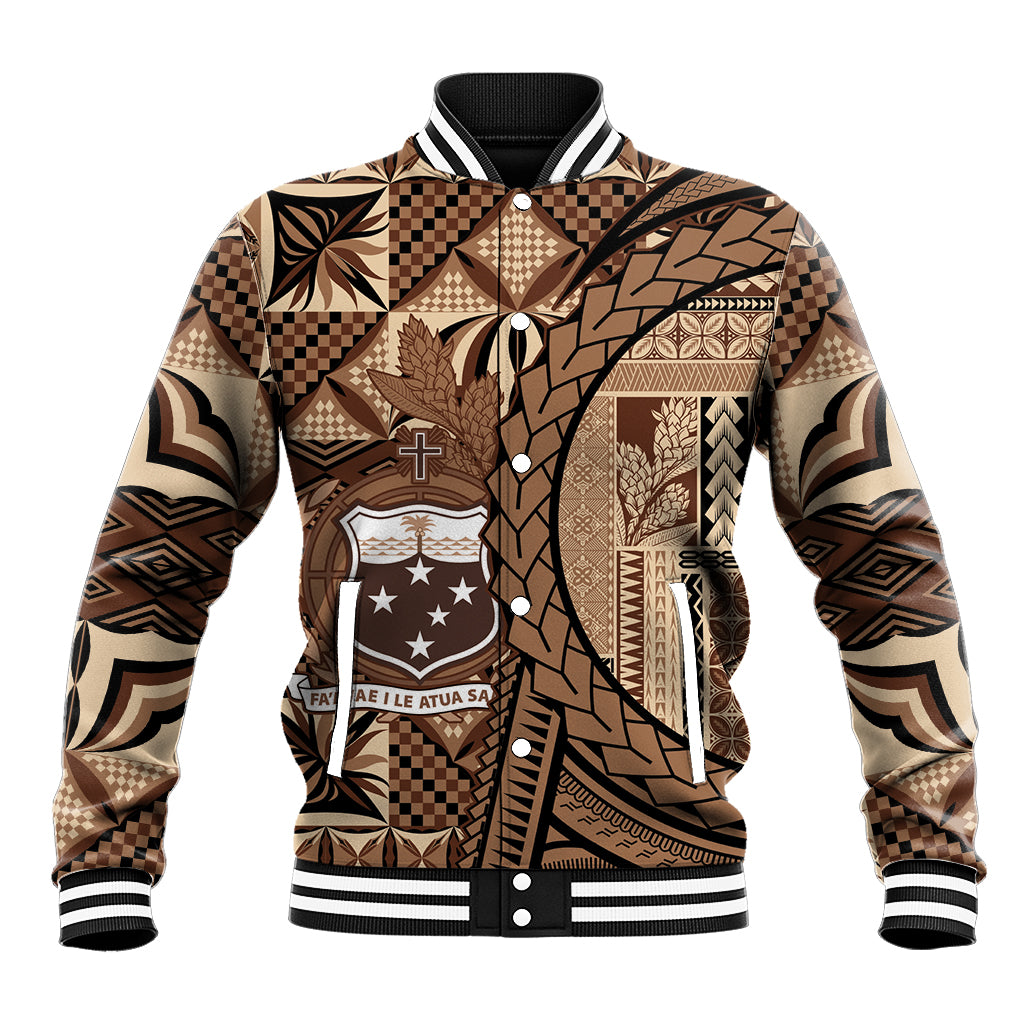 Samoa Siapo Baseball Jacket Happy Independence Day Vintage Vibes LT14 Unisex Brown - Polynesian Pride
