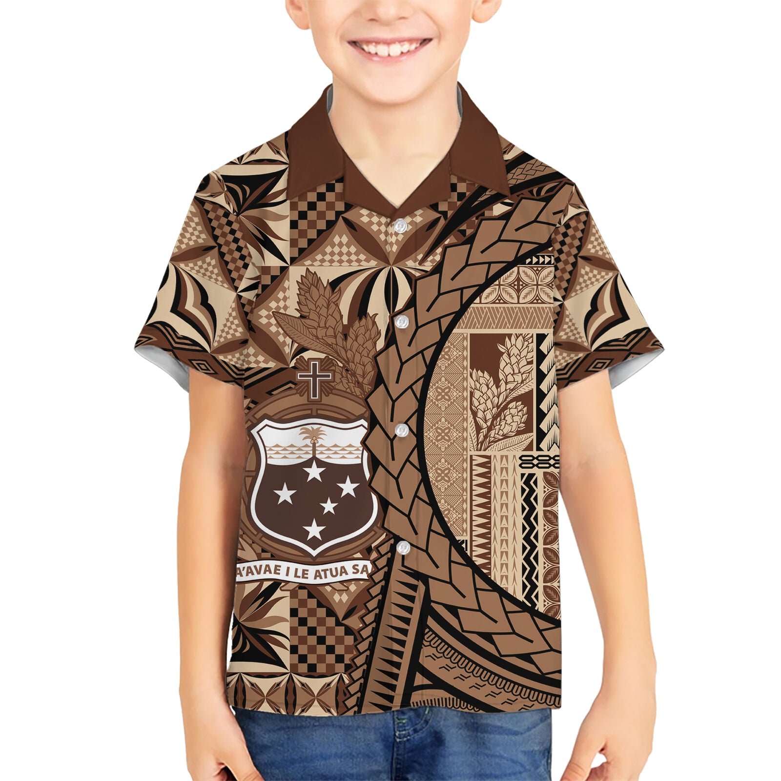 Samoa Siapo Kid Hawaiian Shirt Happy Independence Day Vintage Vibes LT14 Kid Brown - Polynesian Pride
