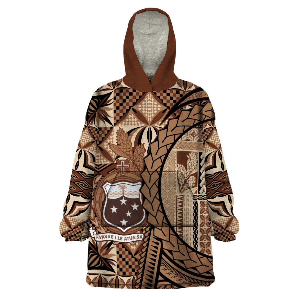 Samoa Siapo Wearable Blanket Hoodie Happy Independence Day Vintage Vibes LT14 One Size Brown - Polynesian Pride
