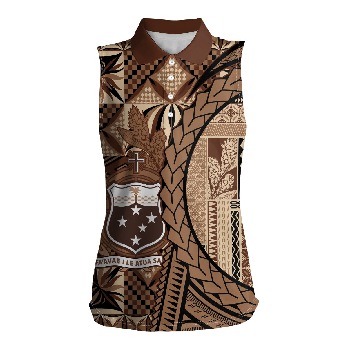 Samoa Siapo Women Sleeveless Polo Shirt Happy Independence Day Vintage Vibes LT14 Female Brown - Polynesian Pride
