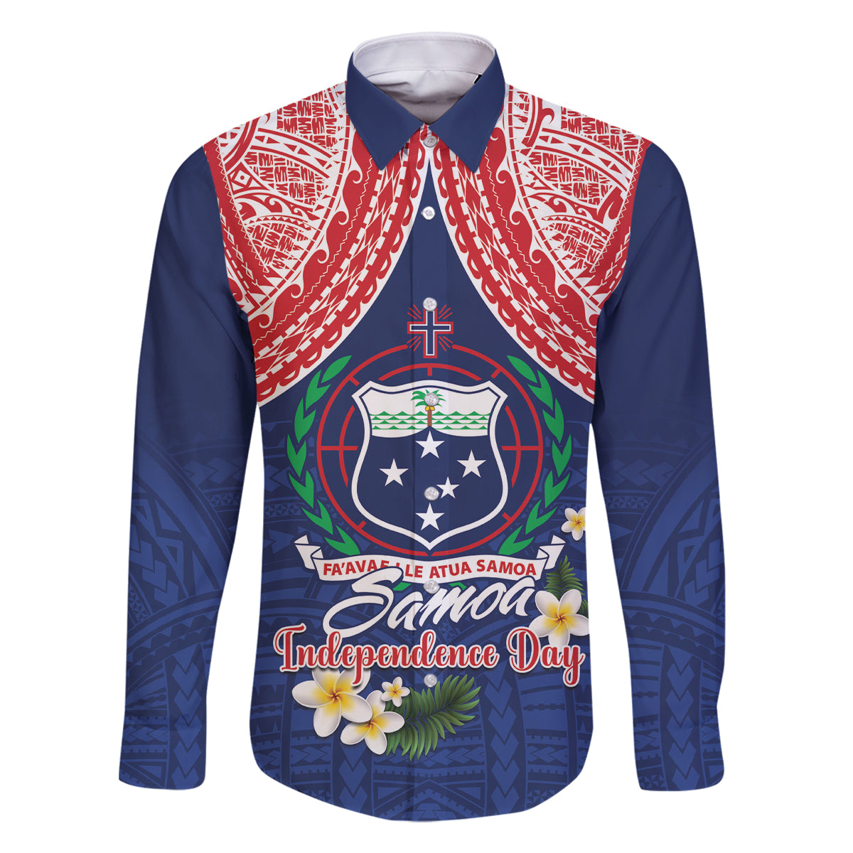 Samoan Independence Day Family Matching Off The Shoulder Long Sleeve Dress and Hawaiian Shirt Manuia Le Tutoatasi O Samoa