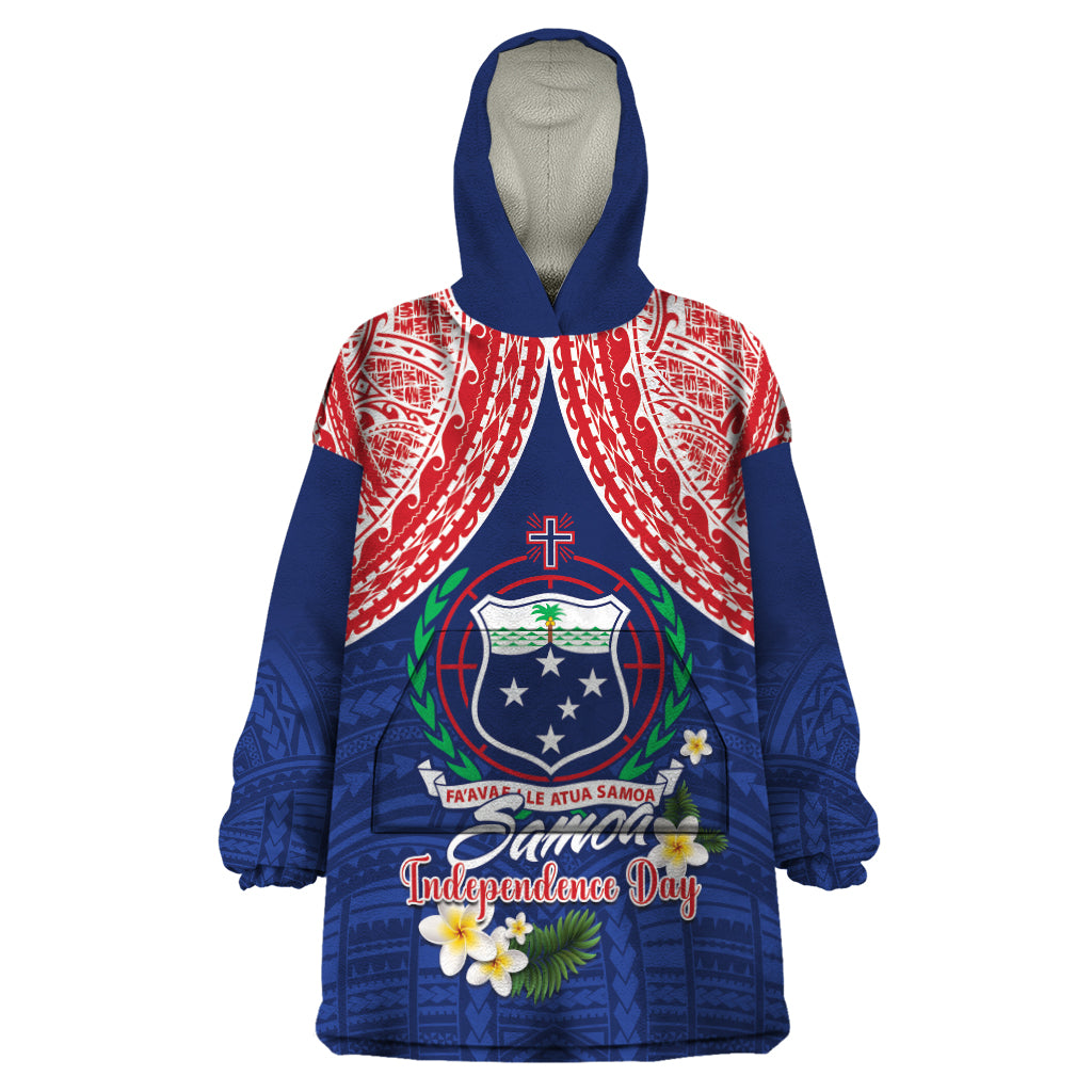Samoan Independence Day Wearable Blanket Hoodie Manuia Le Tutoatasi O Samoa LT14 One Size Blue - Polynesian Pride