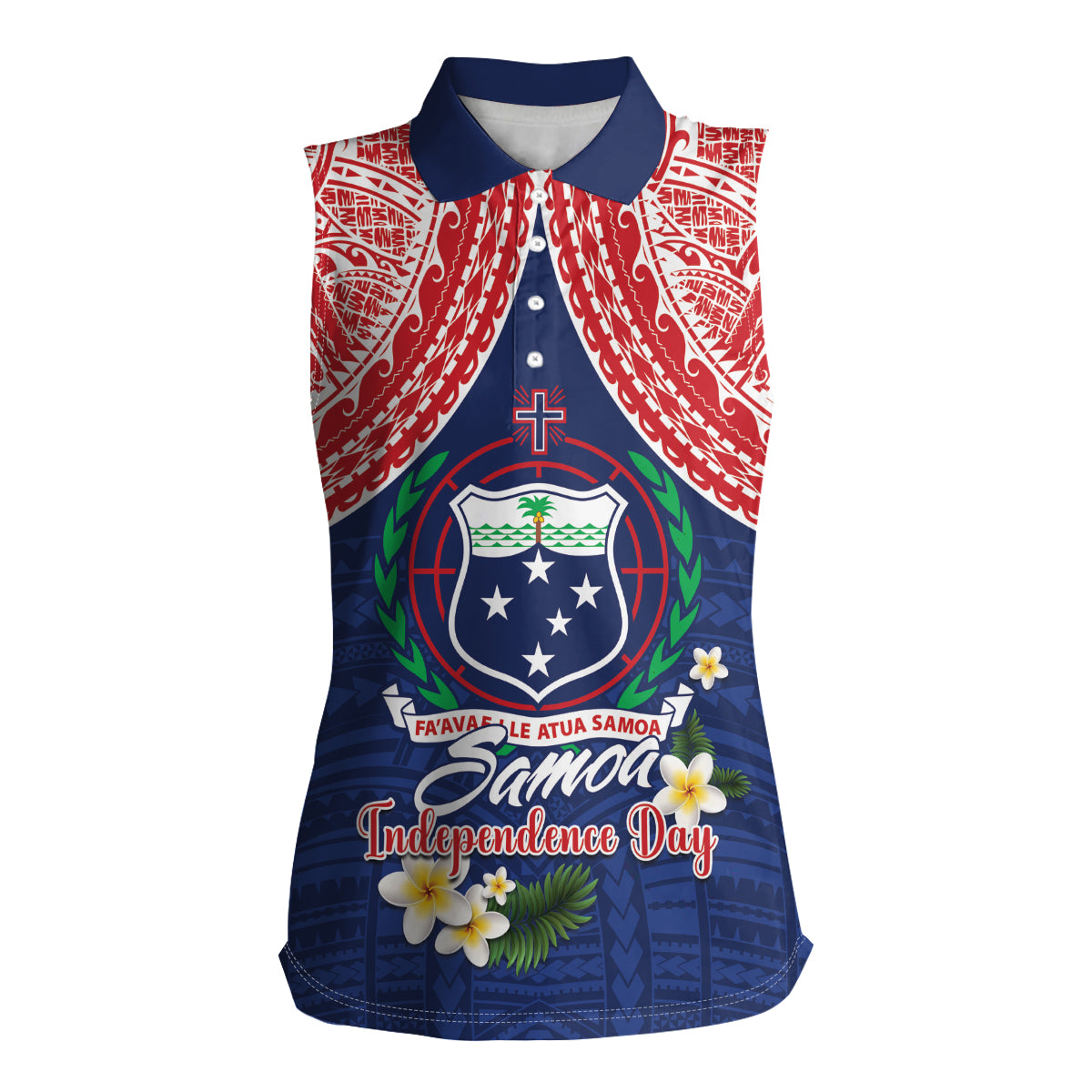 Samoan Independence Day Women Sleeveless Polo Shirt Manuia Le Tutoatasi O Samoa LT14 Female Blue - Polynesian Pride