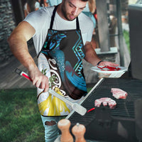 New Zealand Silver Fern Tui Bird Apron Maori Kowhai Paua Shell Taniko Motifs - Polynesian Pride