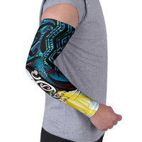 New Zealand Silver Fern Tui Bird Arm Sleeves Maori Kowhai Paua Shell Taniko Motifs - Polynesian Pride