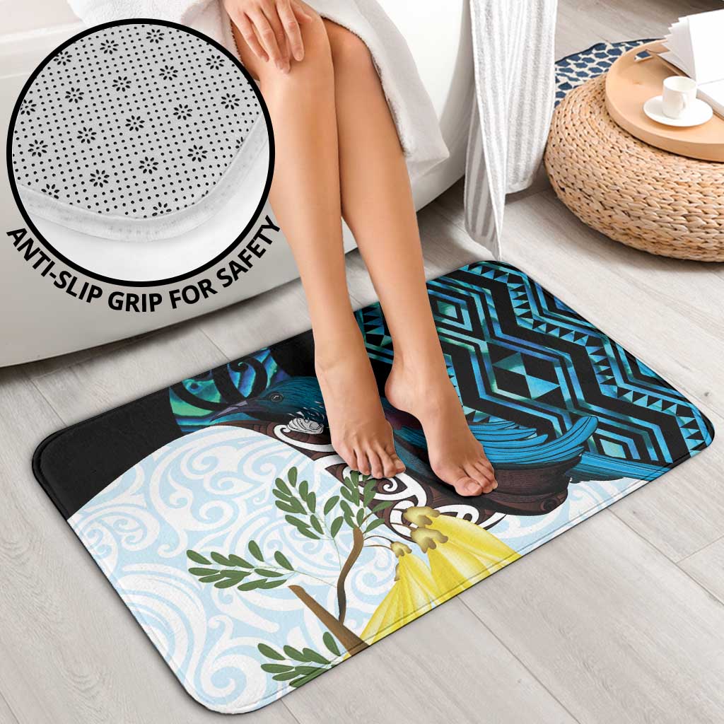 New Zealand Silver Fern Tui Bird Bathroom Set Maori Kowhai Paua Shell Taniko Motifs - Polynesian Pride