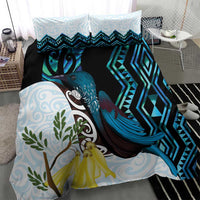 New Zealand Silver Fern Tui Bird Bedding Set Maori Kowhai Paua Shell Taniko Motifs