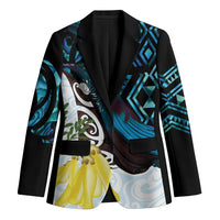 New Zealand Silver Fern Tui Bird Blazer Maori Kowhai Paua Shell Taniko Motifs - Polynesian Pride