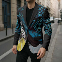 New Zealand Silver Fern Tui Bird Blazer Maori Kowhai Paua Shell Taniko Motifs - Polynesian Pride