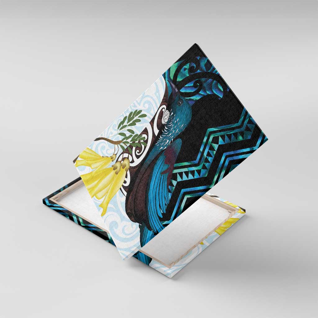 New Zealand Silver Fern Tui Bird Canvas Wall Art Maori Kowhai Paua Shell Taniko Motifs