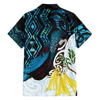New Zealand Silver Fern Tui Bird Family Matching Puletasi and Hawaiian Shirt Maori Kowhai Paua Shell Taniko Motifs LT14 - Polynesian Pride
