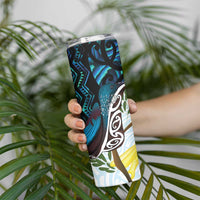 New Zealand Silver Fern Tui Bird Skinny Tumbler Maori Kowhai Paua Shell Taniko Motifs