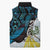 New Zealand Silver Fern Tui Bird Sleeveless Puffer Jacket Maori Kowhai Paua Shell Taniko Motifs - Polynesian Pride