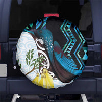 New Zealand Silver Fern Tui Bird Spare Tire Cover Maori Kowhai Paua Shell Taniko Motifs