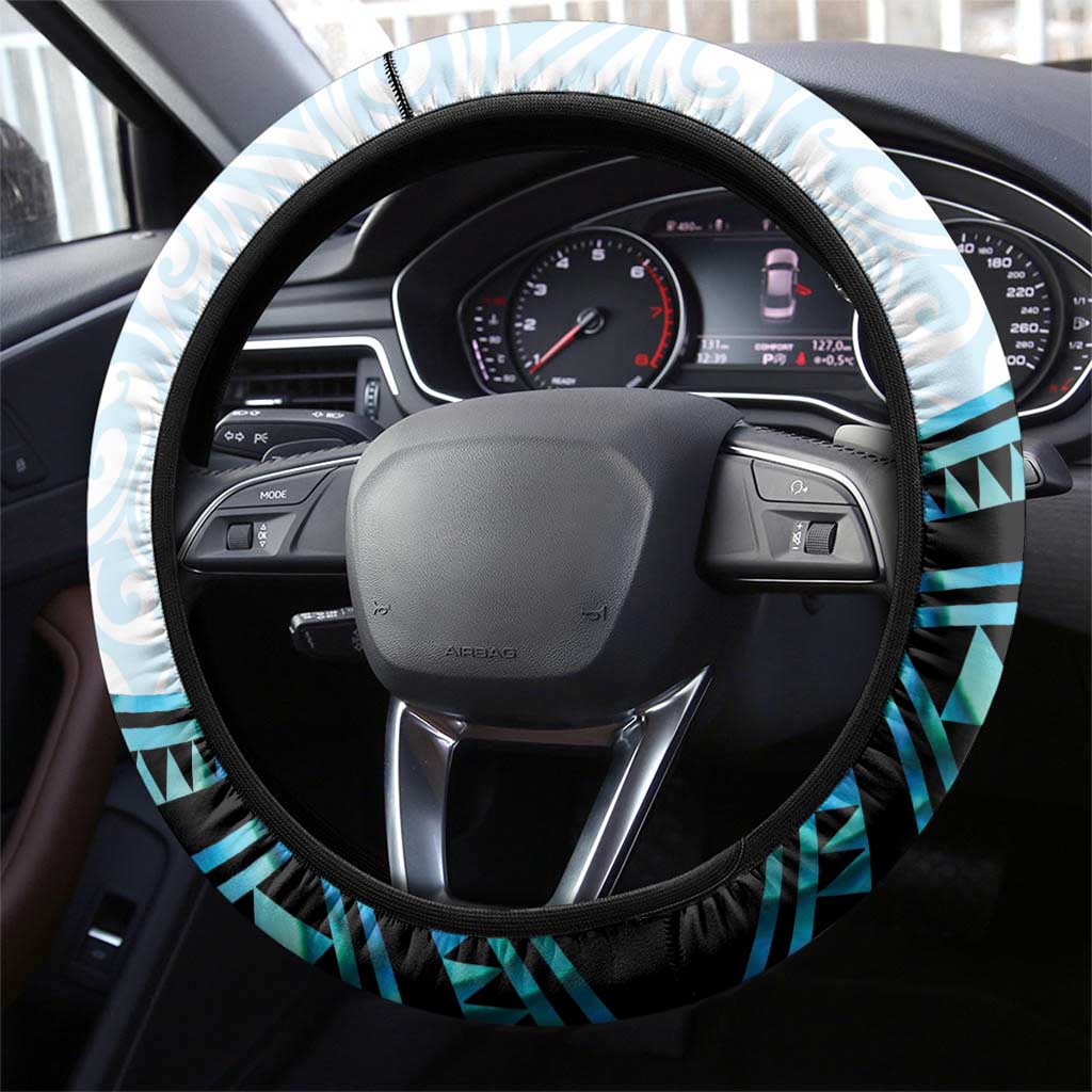 New Zealand Silver Fern Tui Bird Steering Wheel Cover Maori Kowhai Paua Shell Taniko Motifs