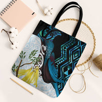 New Zealand Silver Fern Tui Bird Tote Bag Maori Kowhai Paua Shell Taniko Motifs - Polynesian Pride