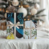 New Zealand Silver Fern Tui Bird Wrapping Paper Maori Kowhai Paua Shell Taniko Motifs - Polynesian Pride