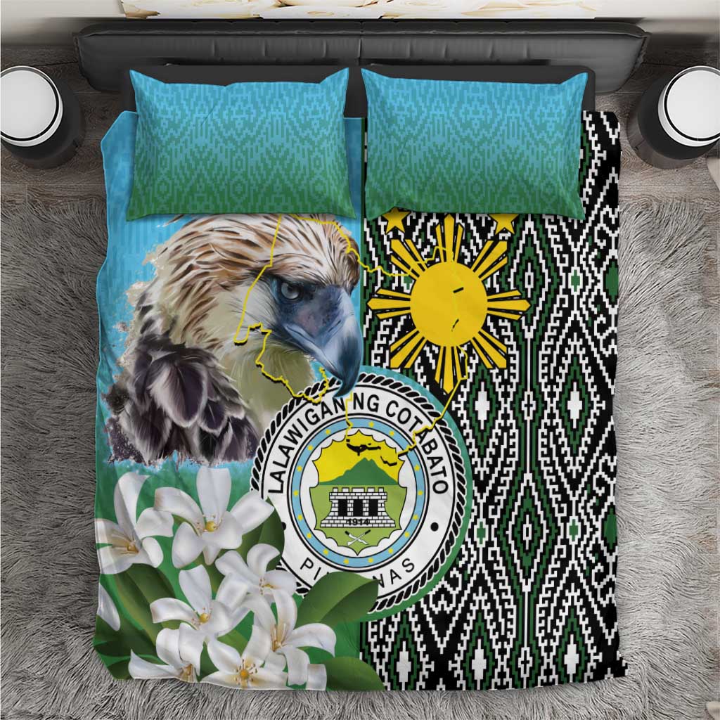 Cotabato Philippines Province Bedding Set Filipino Eagle Sampaguita Tinalak Pattern LT14 Blue - Polynesian Pride