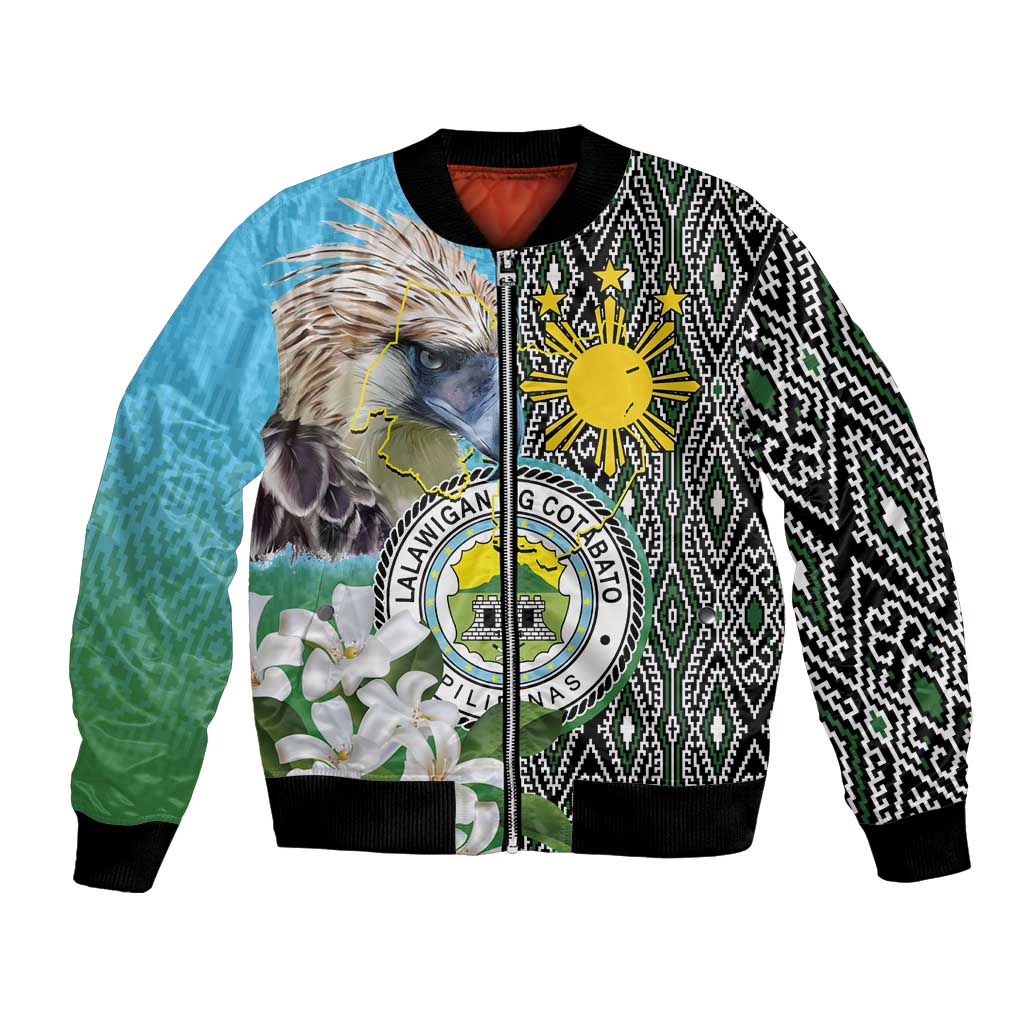 Cotabato Philippines Province Bomber Jacket Filipino Eagle Sampaguita Tinalak Pattern LT14 Unisex Blue - Polynesian Pride