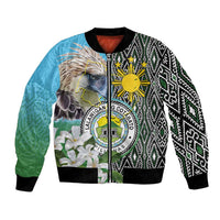 Cotabato Philippines Province Bomber Jacket Filipino Eagle Sampaguita Tinalak Pattern LT14 Unisex Blue - Polynesian Pride