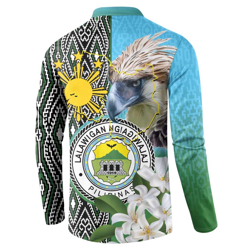 Cotabato Philippines Province Button Sweatshirt Filipino Eagle Sampaguita Tinalak Pattern