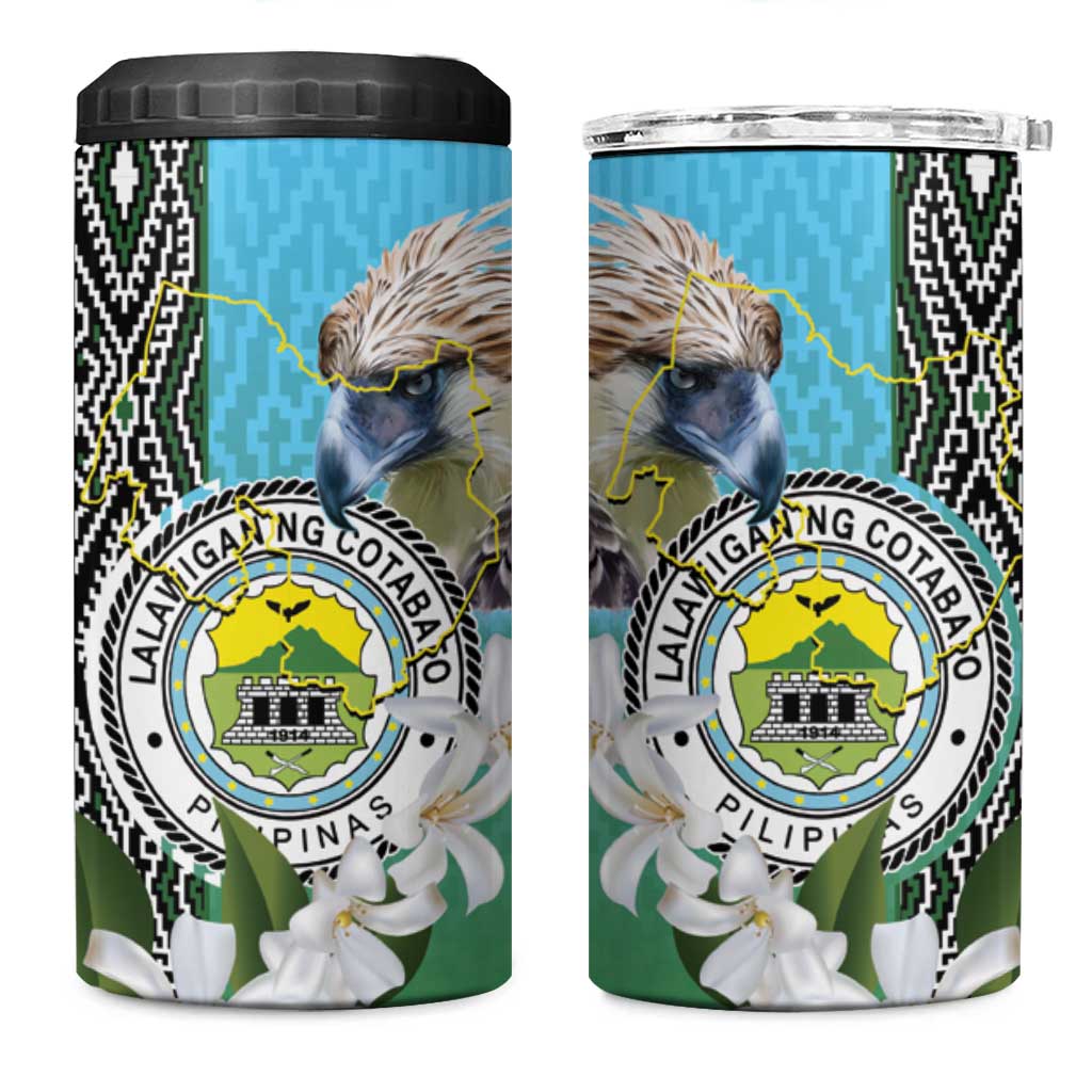 Cotabato Philippines Province 4 in 1 Can Cooler Tumbler Filipino Eagle Sampaguita Tinalak Pattern LT14 One Size: 16 oz Blue - Polynesian Pride