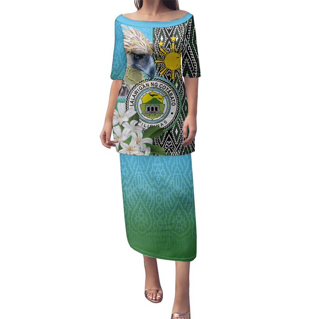 Cotabato Philippines Province Family Matching Puletasi and Hawaiian Shirt Filipino Eagle Sampaguita Tinalak Pattern