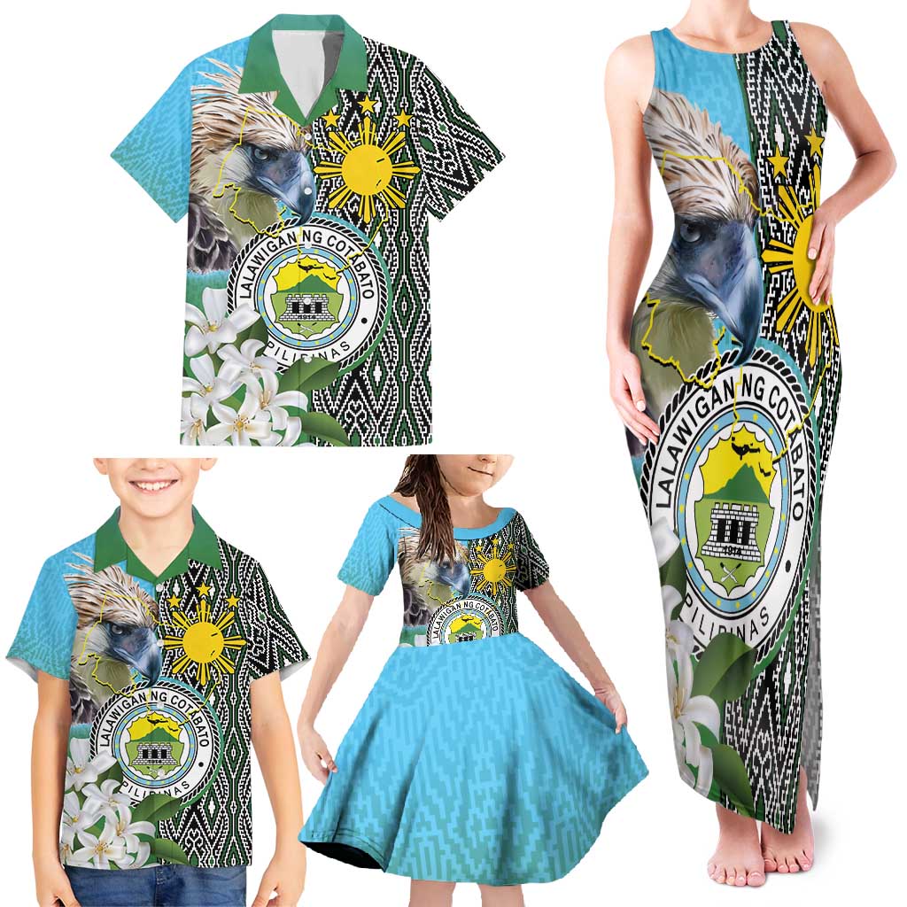 Cotabato Philippines Province Family Matching Tank Maxi Dress and Hawaiian Shirt Filipino Eagle Sampaguita Tinalak Pattern