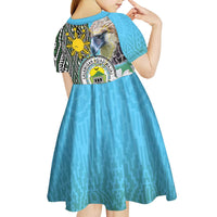 Cotabato Philippines Province Kid Short Sleeve Dress Filipino Eagle Sampaguita Tinalak Pattern