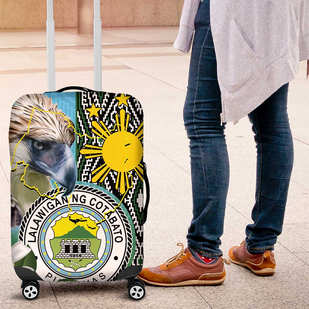 Cotabato Philippines Province Luggage Cover Filipino Eagle Sampaguita Tinalak Pattern LT14 Blue - Polynesian Pride