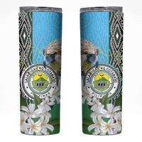 Cotabato Philippines Province Skinny Tumbler Filipino Eagle Sampaguita Tinalak Pattern LT14 Blue - Polynesian Pride