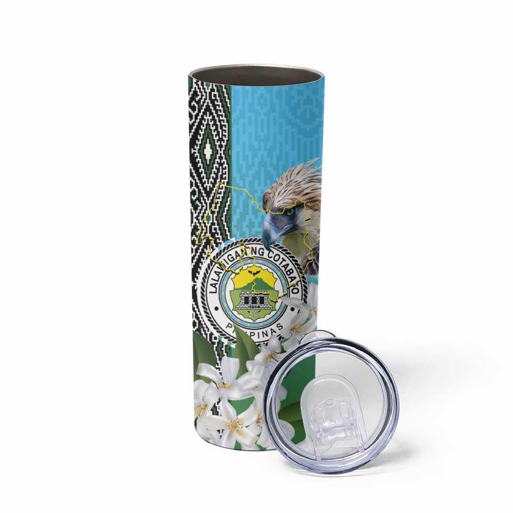 Cotabato Philippines Province Skinny Tumbler Filipino Eagle Sampaguita Tinalak Pattern LT14 - Polynesian Pride